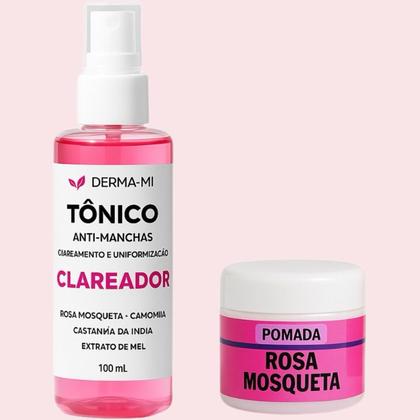 Imagem de Kit Clareador Rosa Mosqueta  Tônico + Pomada  Tratamento Anti-Manchas, Melasma e Uniformização da 