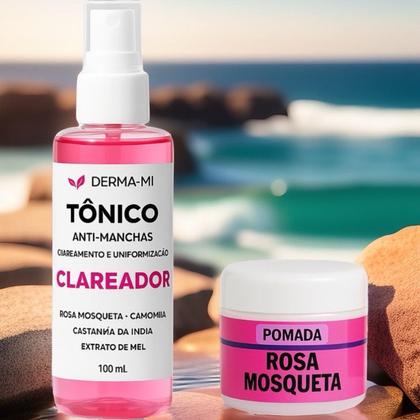 Imagem de Kit Clareador Rosa Mosqueta  Tônico + Pomada  Tratamento Anti-Manchas, Melasma e Uniformização da 