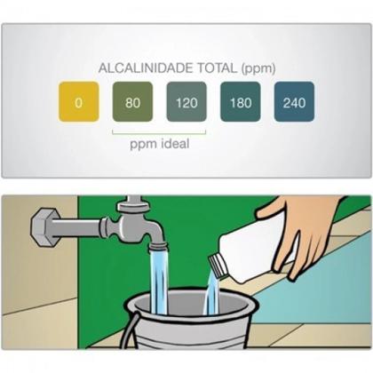 Imagem de Kit Clarificante + Algicida + Alcalinizante + 50 Fitas para Avaliar Cloro, Ph e Alcalinidade 3 em 1