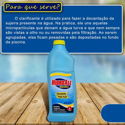 Imagem de Kit Clarificante Hidrofloc E Algicida Choque Hcl 1L Hidroall