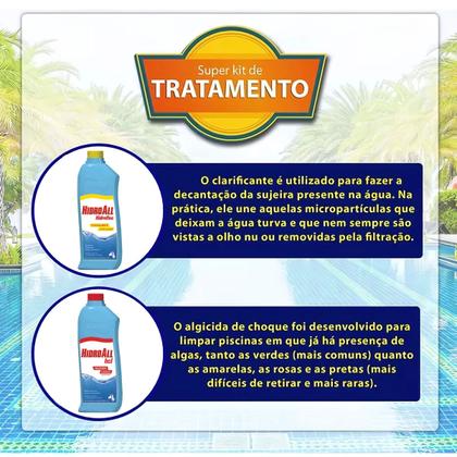 Imagem de Kit Clarificante Hidrofloc E Algicida Choque Hcl 1L Hidroall