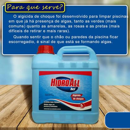 Imagem de Kit Clarificante Hidrofloc E Algicida De Choque 5L Hidroall