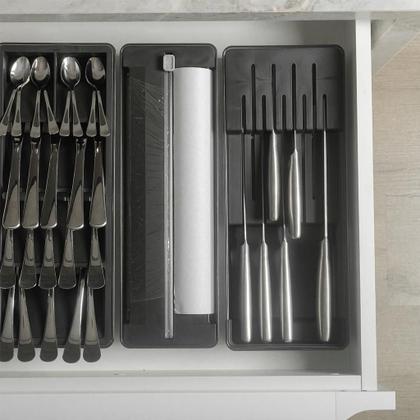 Imagem de Kit Clear 3 Peças - Organizadores De Gaveta Talheres E Facas