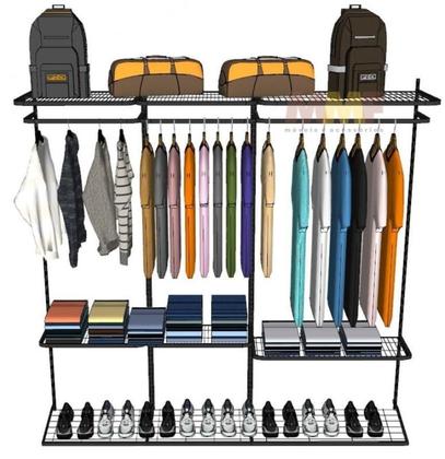 Imagem de Kit Closet Aramado 2,10 x 2,00 mt Básico Preto 20X20