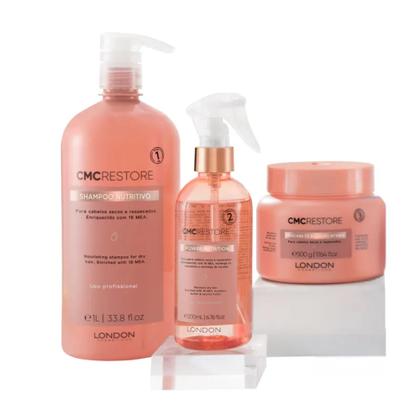 Imagem de Kit CMC Restore Profissional - Shampoo + Máscara + Power Nutrition - London Cosméticos