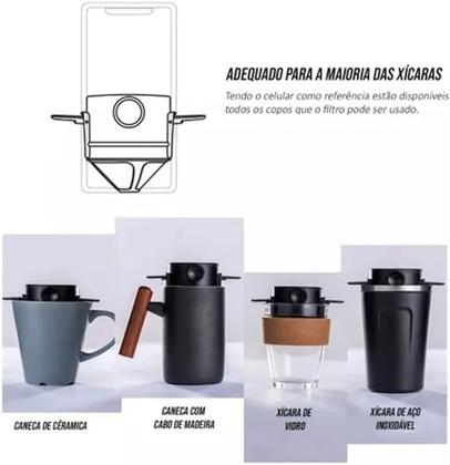 Imagem de Kit Coador de Café Portátil Mini Filtro De Cafe Aço Inox Xícara Individual Reutilizavel