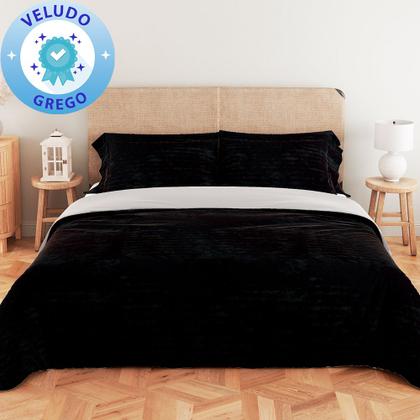 Imagem de Kit Coberdrom Casal 3 Peças Aveludado com Porta Travesseiros Dupla Face 220x240cm BF Colchões
