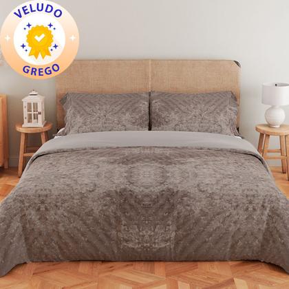 Imagem de Kit Coberdrom Casal 3 Peças Aveludado com Porta Travesseiros Dupla Face 220x240cm BF Colchões