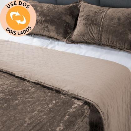 Imagem de Kit Coberdrom Casal 3 Peças Aveludado com Porta Travesseiros Dupla Face 220x240cm BF Colchões