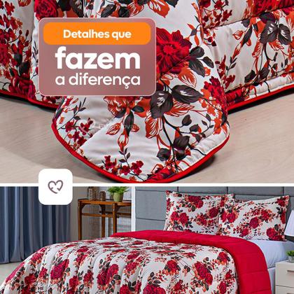 Imagem de Kit Coberdrom Casal Queen 3 Peças Dupla Face 400 Fios Estampado Patchwork Roupa de Cama Premium Cobertor Manta Soft