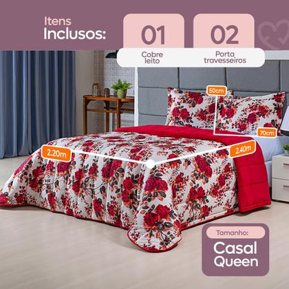 Imagem de Kit Coberdrom Casal Queen 3 Peças Dupla Face 400 Fios Estampado Patchwork Roupa de Cama Premium Cobertor Manta Soft