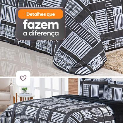Imagem de Kit Coberdrom Casal Queen 3 Peças Dupla Face 400 Fios Estampado Patchwork Roupa de Cama Premium Cobertor Manta Soft