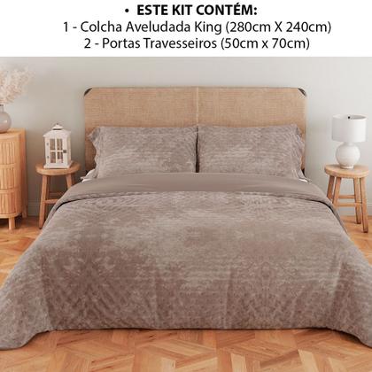 Imagem de Kit Coberdrom King 3 Peças Aveludado com Porta Travesseiros Dupla Face 280X240cm BF Colchões