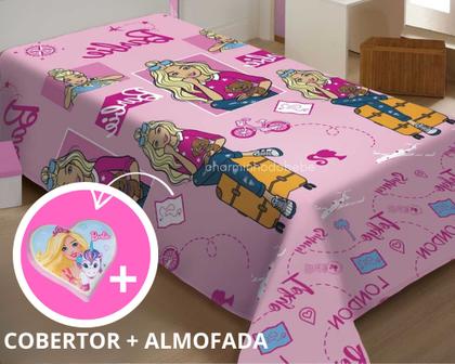 Imagem de Kit cobertor/manta+almofada p/ cama de solteiro personagens