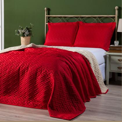 Imagem de Kit Cobertor Mirofibra com Sherpa Toque Pele de Carneiro Queen - 03 peças