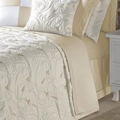 Imagem de Kit Cobre Leito Bordado Melody Casal Queen 7 Peças 180 Fios Luxo Toque Macio