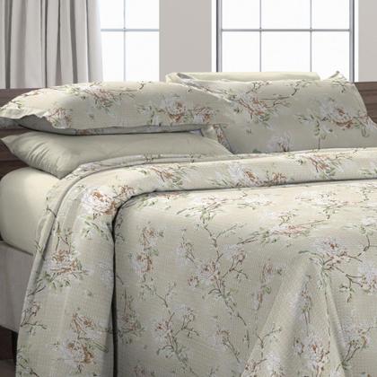 Imagem de Kit Cobre Leito Cama Casal 3 Peças tecido Piquet Algodão Acochoado Estampado