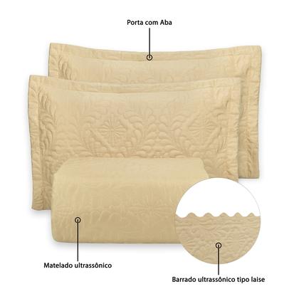 Imagem de Kit Cobre Leito Camili SUPER KING 3 pçs colcha dupla face matelado ultrassônico com aba