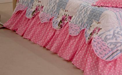 Imagem de Kit Cobre Leito Casal Queen Size 6 pçs Colcha Estampado com Babado Belize