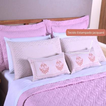 Kit Cobre Leito Casal Queen Turin 14 Peça Completo Rose - Vilela Enxovais Imagem de Kit Cobre Leito Casal Queen Turin 14 Peça Completo Rose