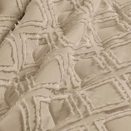 Imagem de Kit Cobre Leito Colcha Adele Queen Dupla Face Micropercal 300 Fios 3 Peças - Cáqui