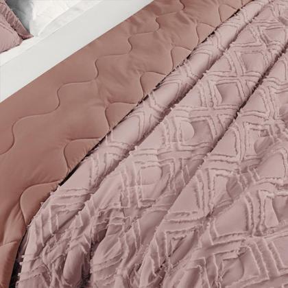 Imagem de Kit Cobre Leito Colcha Adele Queen Dupla Face Micropercal