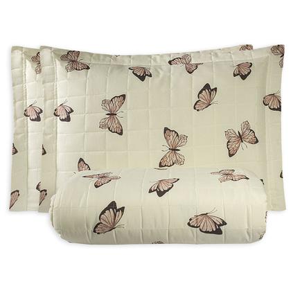Imagem de Kit Cobre Leito Colcha Cama Casal Queen 3 Peças Essencialle Algodão 160 Fios Estampado Sofisticado