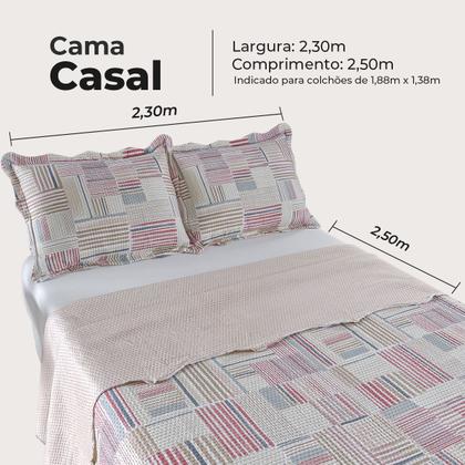 Imagem de Kit Cobre Leito Colcha Casal Bouti Dupla Face Estampado 3pçs