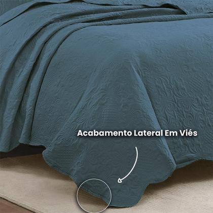 Imagem de Kit Cobre Leito Colcha Casal Cama Box 3 Peças Boutis Dupla Face 200 Fios Macio Com Porta Travesseiros