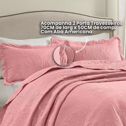 Imagem de Kit Cobre Leito Colcha Casal Cama Box 3 Peças Boutis Dupla Face 200 Fios Macio Com Porta Travesseiros