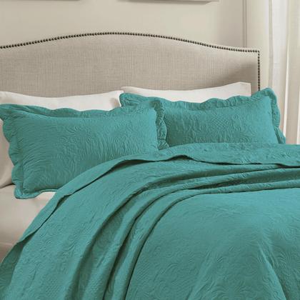 Imagem de Kit Cobre Leito Colcha Casal Cama Box 3 Peças Boutis Dupla Face 200 Fios Macio Com Porta Travesseiros