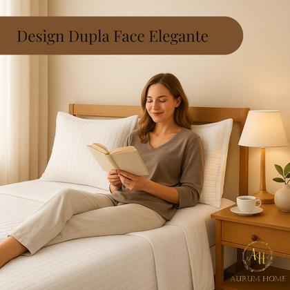 Imagem de Kit Cobre Leito Colcha King 3 Peças Dupla Face 400 Fios Matelado Design Sofisticado Toque Macio