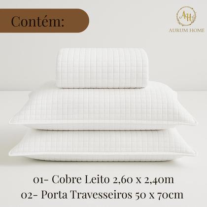 Imagem de Kit Cobre Leito Colcha King 3 Peças Dupla Face 400 Fios Matelado Design Sofisticado Toque Macio