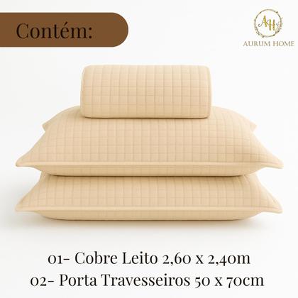 Imagem de Kit Cobre Leito Colcha King 3 Peças Dupla Face 400 Fios Matelado Design Sofisticado Toque Macio