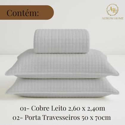 Imagem de Kit Cobre Leito Colcha King 3 Peças Dupla Face 400 Fios Matelado Design Sofisticado Toque Macio