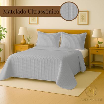 Imagem de Kit Cobre Leito Colcha King 3 Peças Dupla Face 400 Fios Matelado Design Sofisticado Toque Macio