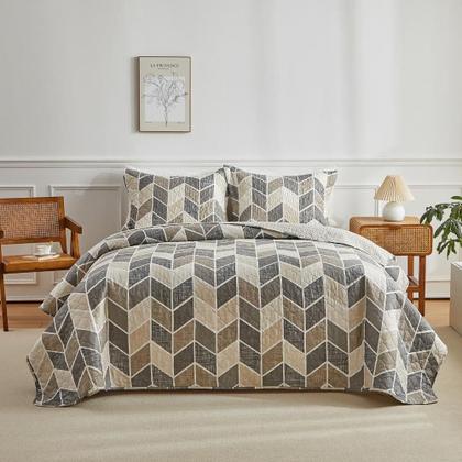 Imagem de Kit Cobre Leito Colcha King 3Pç Dupla Face 150 Fios Itália
