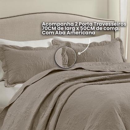 Imagem de Kit Cobre Leito Colcha King Cama Box 3 Peças Boutis Dupla Face 200 Fios Macio Com Porta Travesseiros