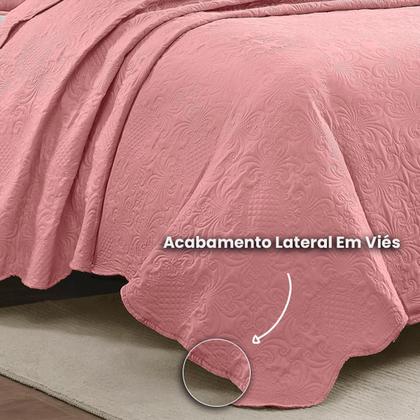 Imagem de Kit Cobre Leito Colcha King Cama Box 3 Peças Boutis Dupla Face 200 Fios Macio Com Porta Travesseiros