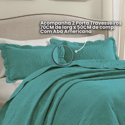 Imagem de Kit Cobre Leito Colcha King Cama Box 3 Peças Boutis Dupla Face 200 Fios Macio Com Porta Travesseiros