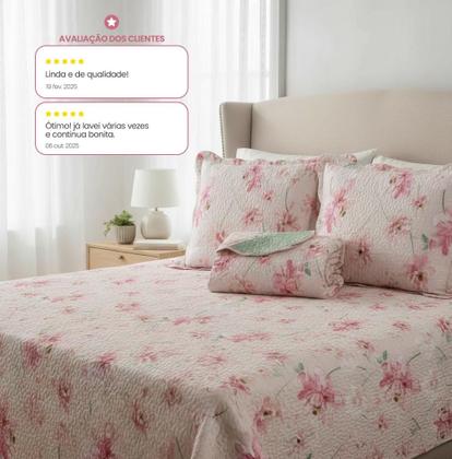 Imagem de Kit Cobre Leito Colcha King Dupla Face Premium 3 Peças Casa Dona