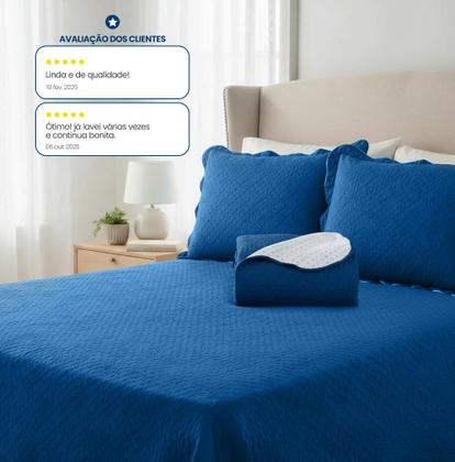 Imagem de Kit Cobre Leito Colcha King Dupla Face Premium 3 Peças Casa Dona