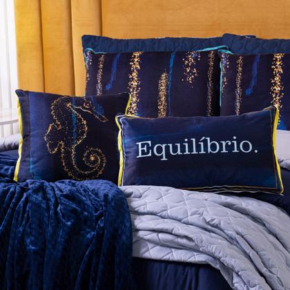 Imagem de Kit Cobre Leito Colcha KING Verano com Almofadas Estampadas 07 Peças - Dupla Face Percal 300 Fios Matelado