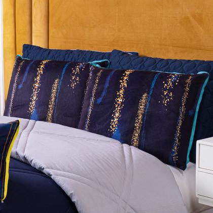 Imagem de Kit Cobre Leito Colcha KING Verano com Almofadas Estampadas 07 Peças - Dupla Face Percal 300 Fios Matelado