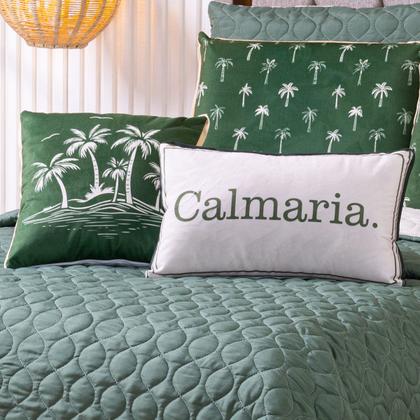 Imagem de Kit Cobre Leito Colcha KING Verano com Almofadas Estampadas 07 Peças - Dupla Face Percal 300 Fios Matelado