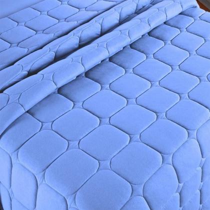 Imagem de Kit Cobre Leito Colcha Minimal Casal 3 Peças Malha 100% Algodão - Azul Claro