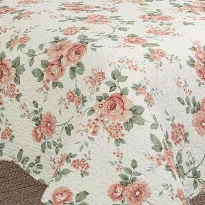 Imagem de Kit Cobre Leito Colcha Mix King Estampado Dupla Face Floral 3 Peças - Débora