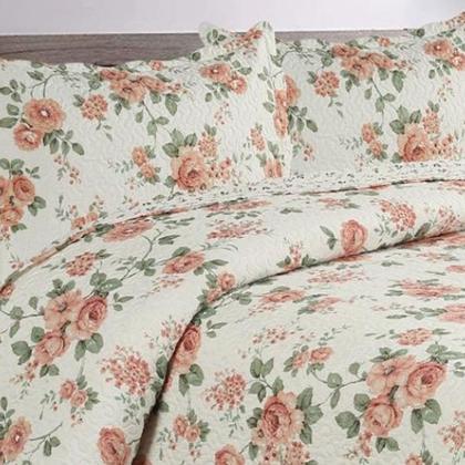 Imagem de Kit Cobre Leito Colcha Mix King Estampado Dupla Face Floral 3 Peças - Débora