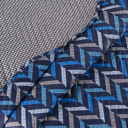 Imagem de Kit Cobre Leito Colcha Queen 3 Peças Boutis Estampada Dupla Face Porta Travesseiro Aba Americana