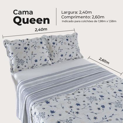 Imagem de Kit Cobre Leito Colcha Queen Bouti Dupla Face Estampado 3pçs